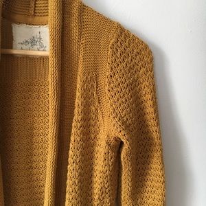Anthropologie Mustard Crochet Cardigan